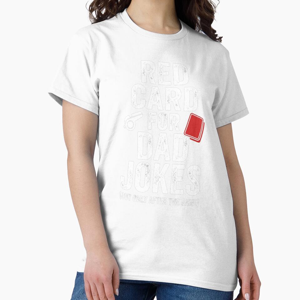 Funny Red Card For Dad Jokes Soccer Referee Typography by TeNovaStudio