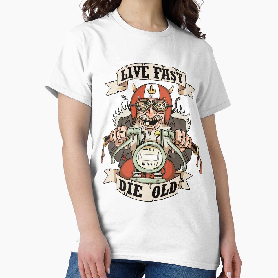 Live Fast, die Old - Old biker caricature by L'atelier de Grôchat