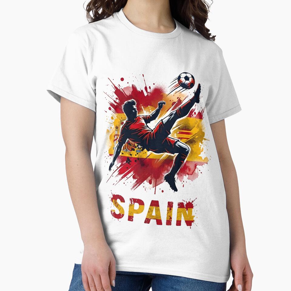 Spanish Football Colors Classic Shirt | Bold Red Gold Soccer Pride Tee | Spain Fan Gift Idea by 3ac-Arts
