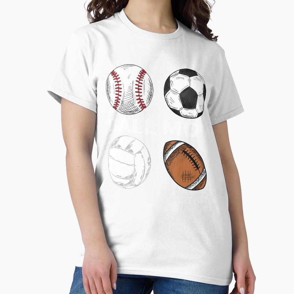 Ball Mom Baseball Softball Soccer Volleyball Football by DeansDesigns44