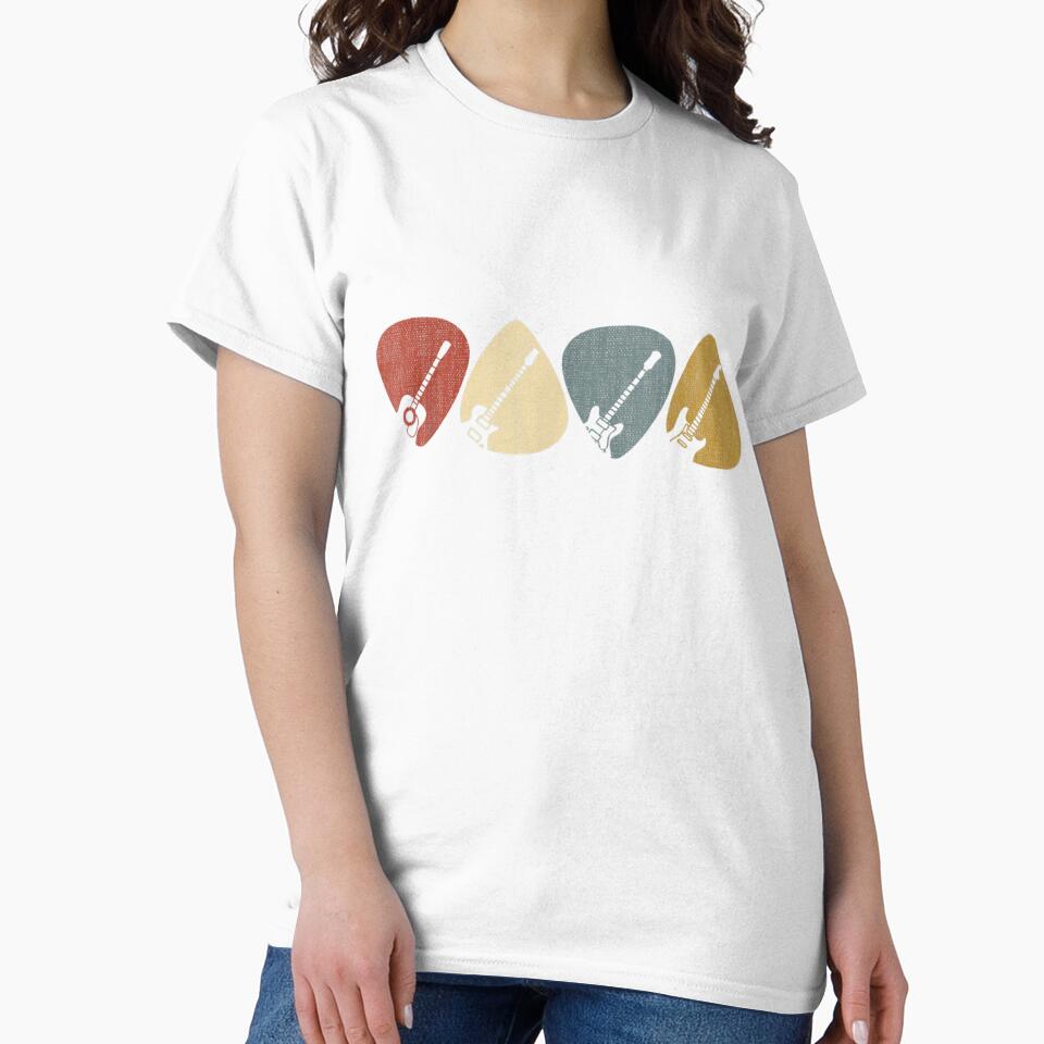 Guitar Pick Gift For Guitarist Retro Vintage Short Sleeve T-Shirt by GYMPursuit