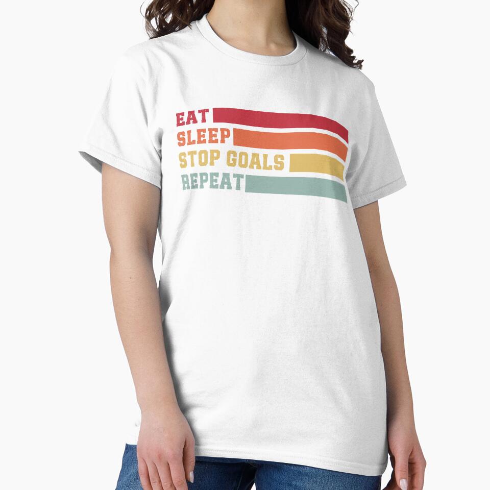 Eat Sleep Stop Goals Repeat Goalie Soccer Hockey Retro Style by belladesign7