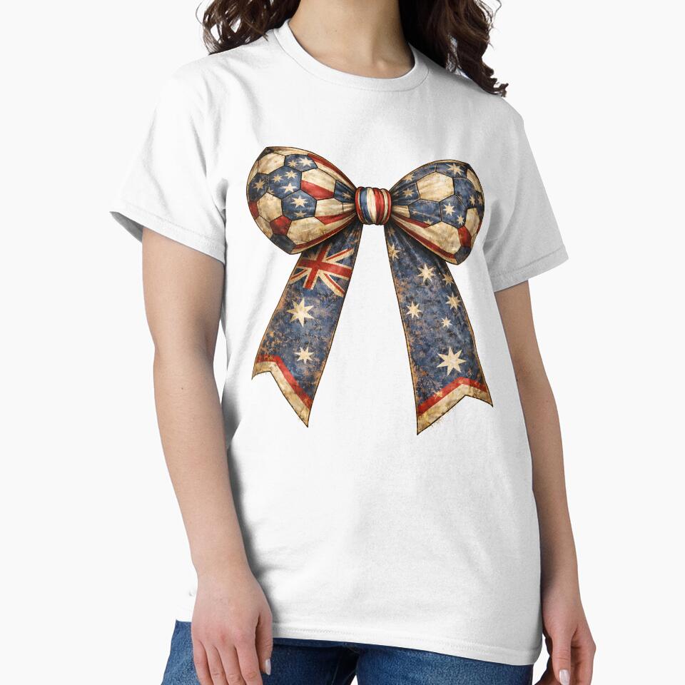 Australia Patriotic Coquette Soccer Bow Vintage Ribbon – Football Fan Country Pride by MuniraWearify