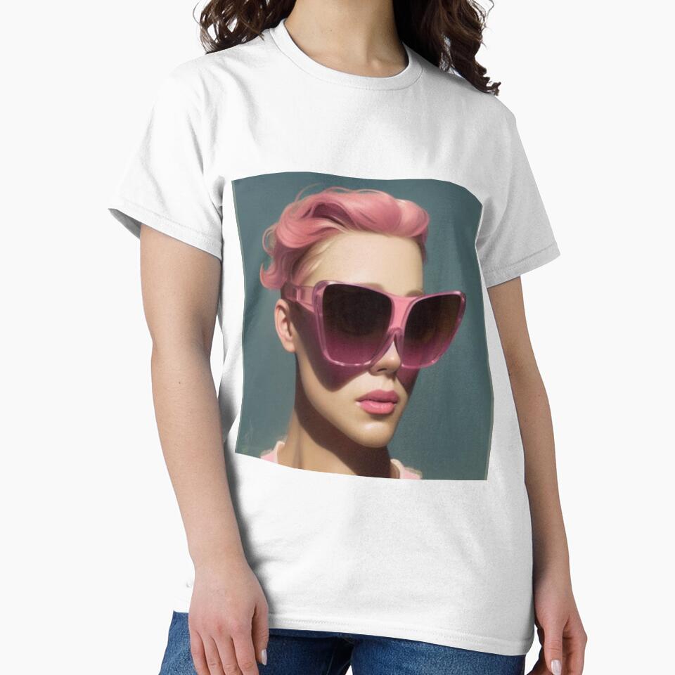 Portrait of Woman with Large Pink Sunglasses by katiebca2