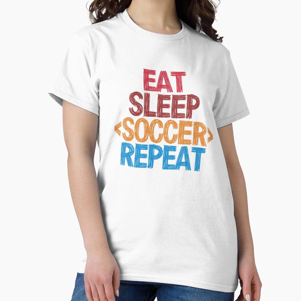 Eat Sleep Soccer Repeat - Funny Retro Vintage Colors Typography Satire by FunnyHomeQuotes