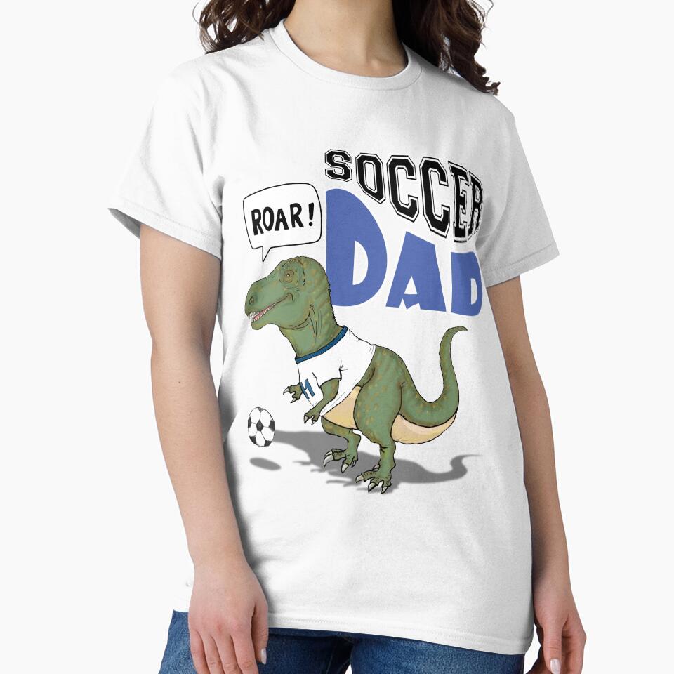 Soccer Dad Dinosaur Funny T Rex Football Dad Gift for Soccer Fathers by E20STUDIO
