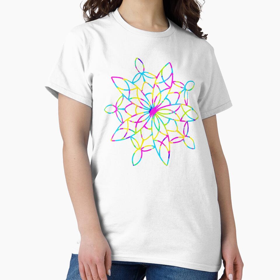 Multicoloured mandala on black background by Starlett Designs