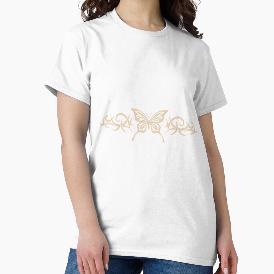 Brown Butterfly Tattoo Fairycore Dark Grunge y2k Aesthetic Short Sleeve by krvusseh98