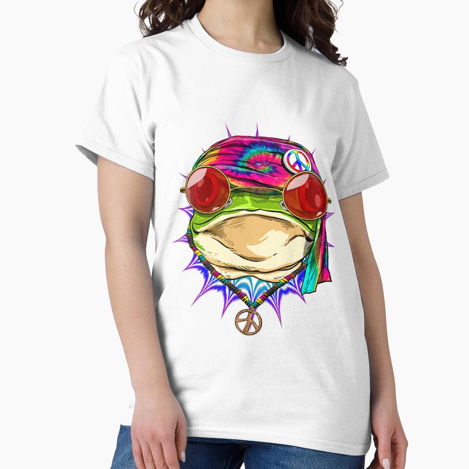Hippie Frog Toad Tie Dye Peace Sign Psychedelic Frog Lover 4 by FamilyRoyal
