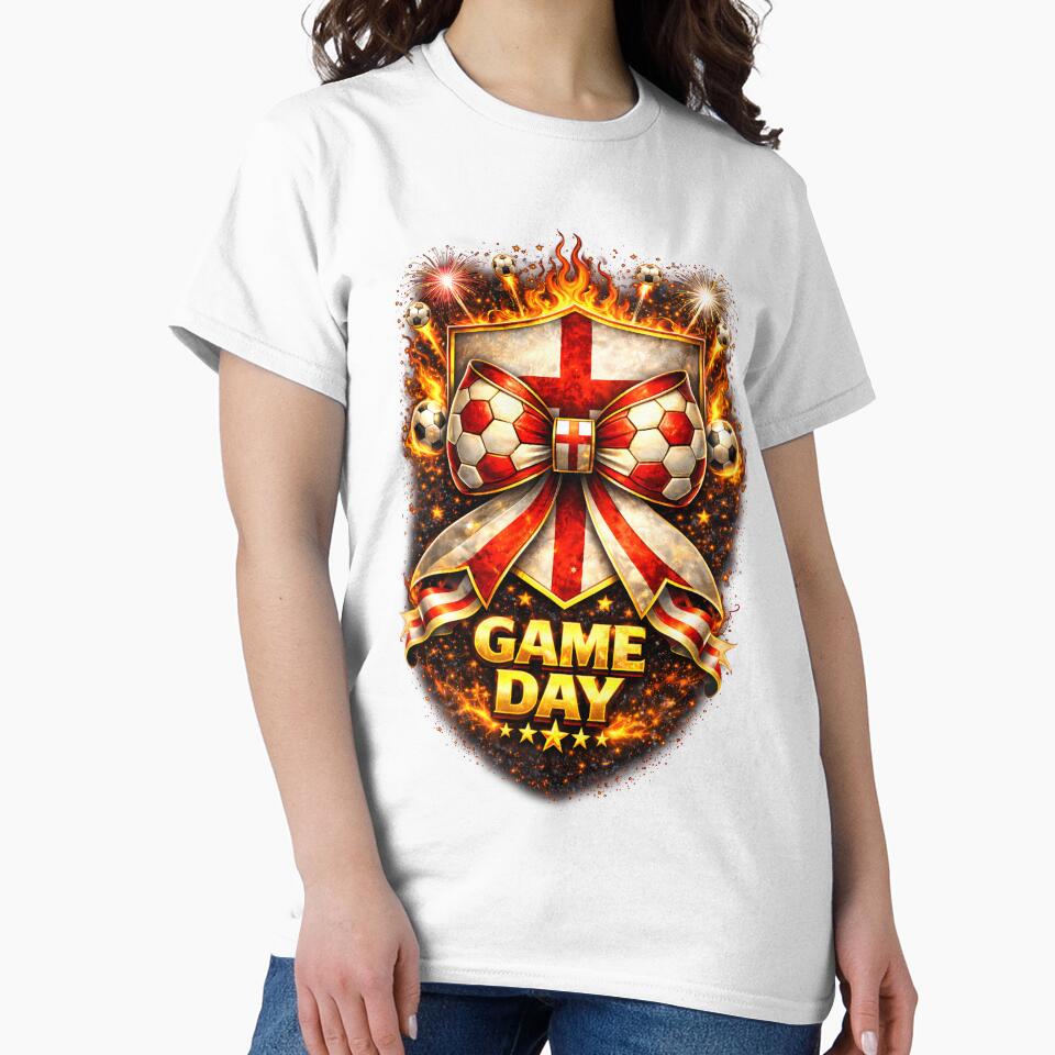 England Soccer Bow Game Day Flaming Crest Graphic by MuniraWearify