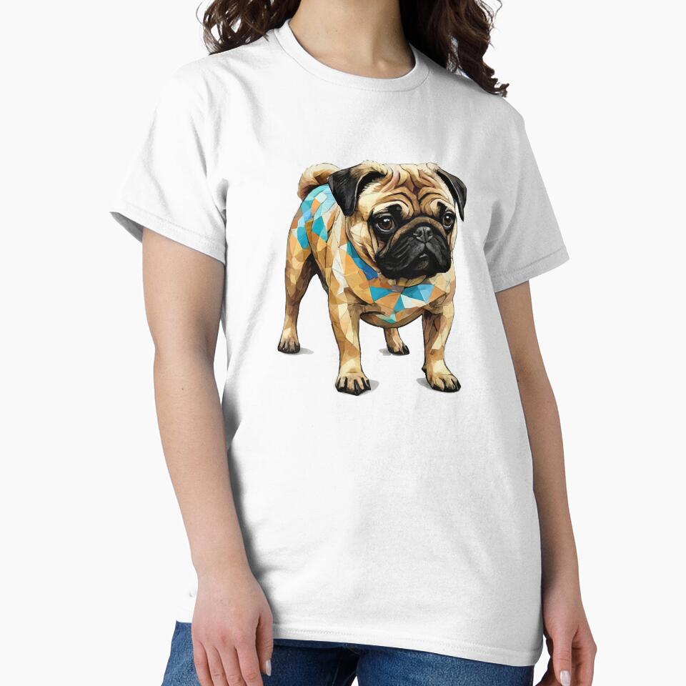 Geometric Pug Art – Modern Pet Art by Tklezardesigns