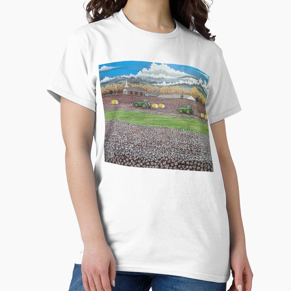 Cotton field harvest under cotton ball clouds by Matt Starr Fine Art