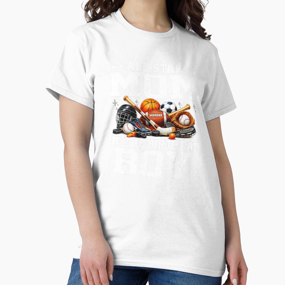 Proud Sports Mom Birthday Boy Celebration Basketball and Soccer by allistermariam