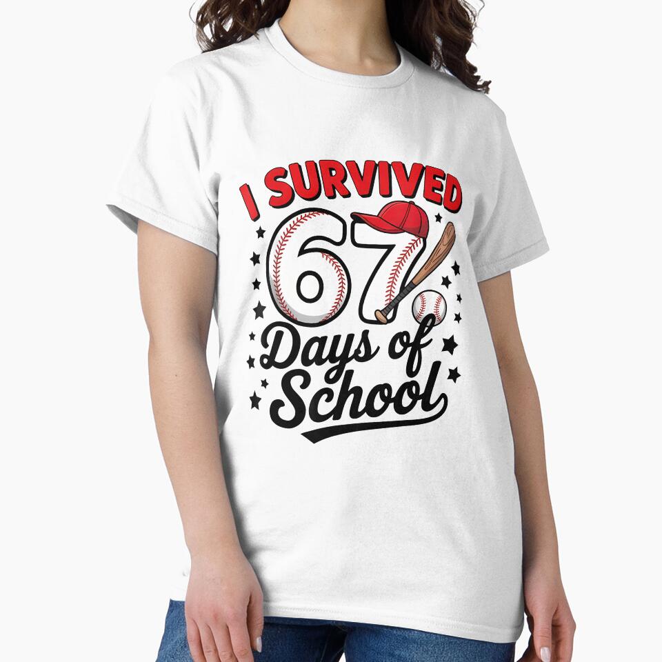 I Survived 67 Days Of School Baseball Player Teacher Student by cawtoon