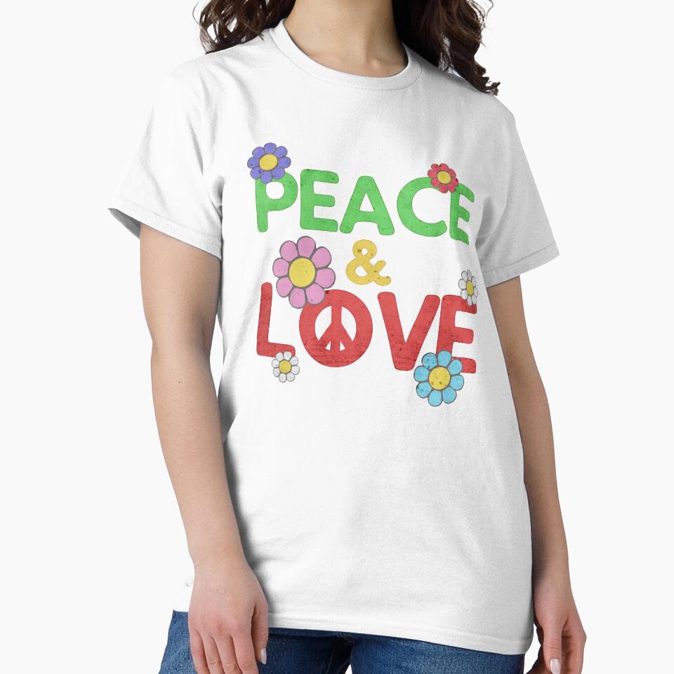 Peace And Love Hippie Quote 60s Flowers Chill by Sid3walkArt