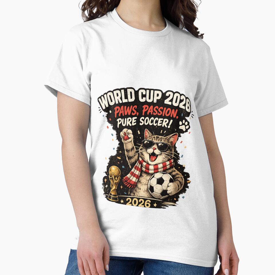 World Cup 2026 Funny Cat Soccer Retro Shirt by Pawvetica