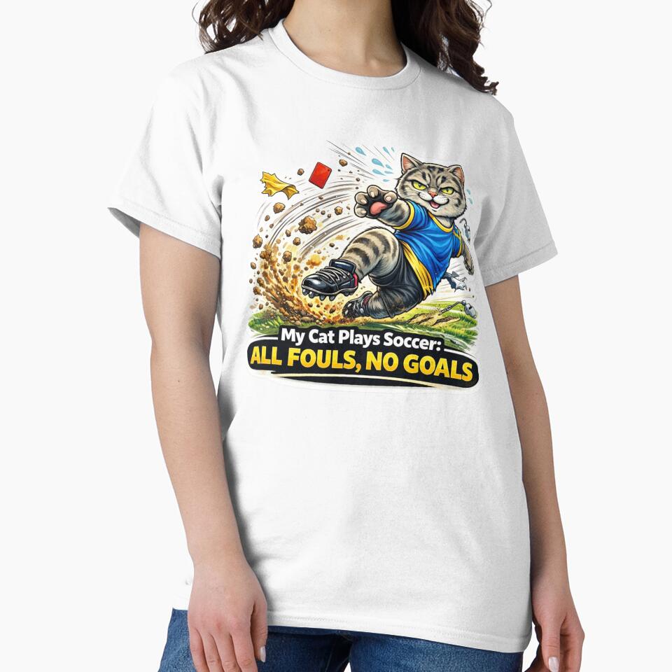 Funny Soccer Cat Shirt – All Fouls No Goals by Gentlestate