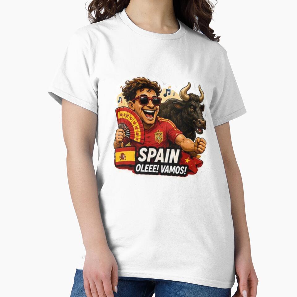 Spain 2026 Cartoon Football Fan Design by Pixanova
