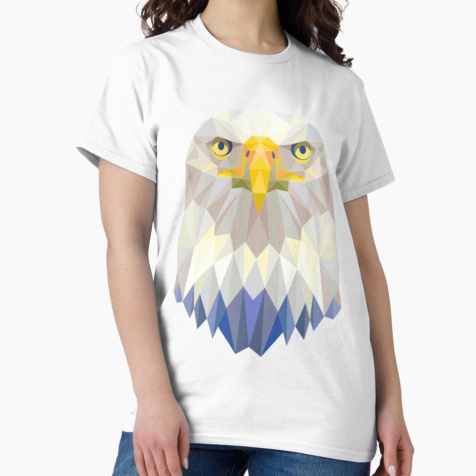 Bald Eagle Head USA T-Shirt Geometric Polygon Design Tee by AllStarMerch