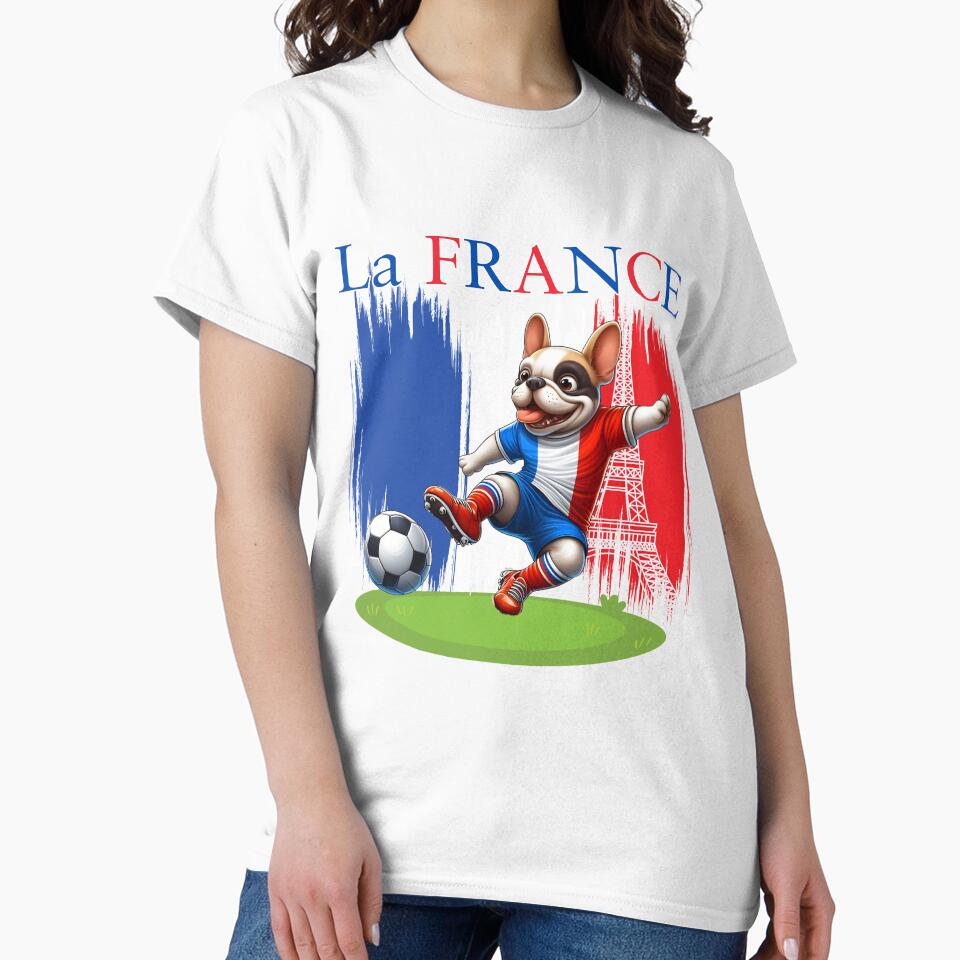 French Bulldog Eiffel Tower Soccer Football Game Go Blues by Oz64