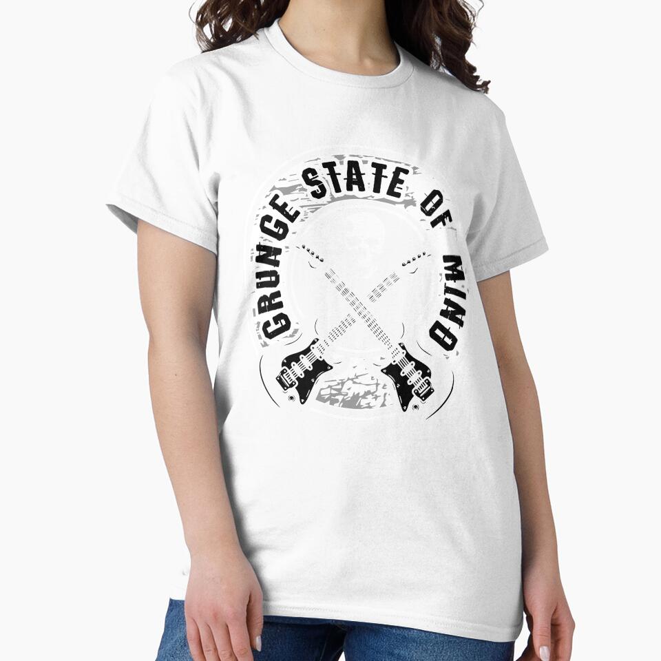 Grunge State of Mind - 90s Rock Guitar & Skull Art by Dmetalx Art Apparel
