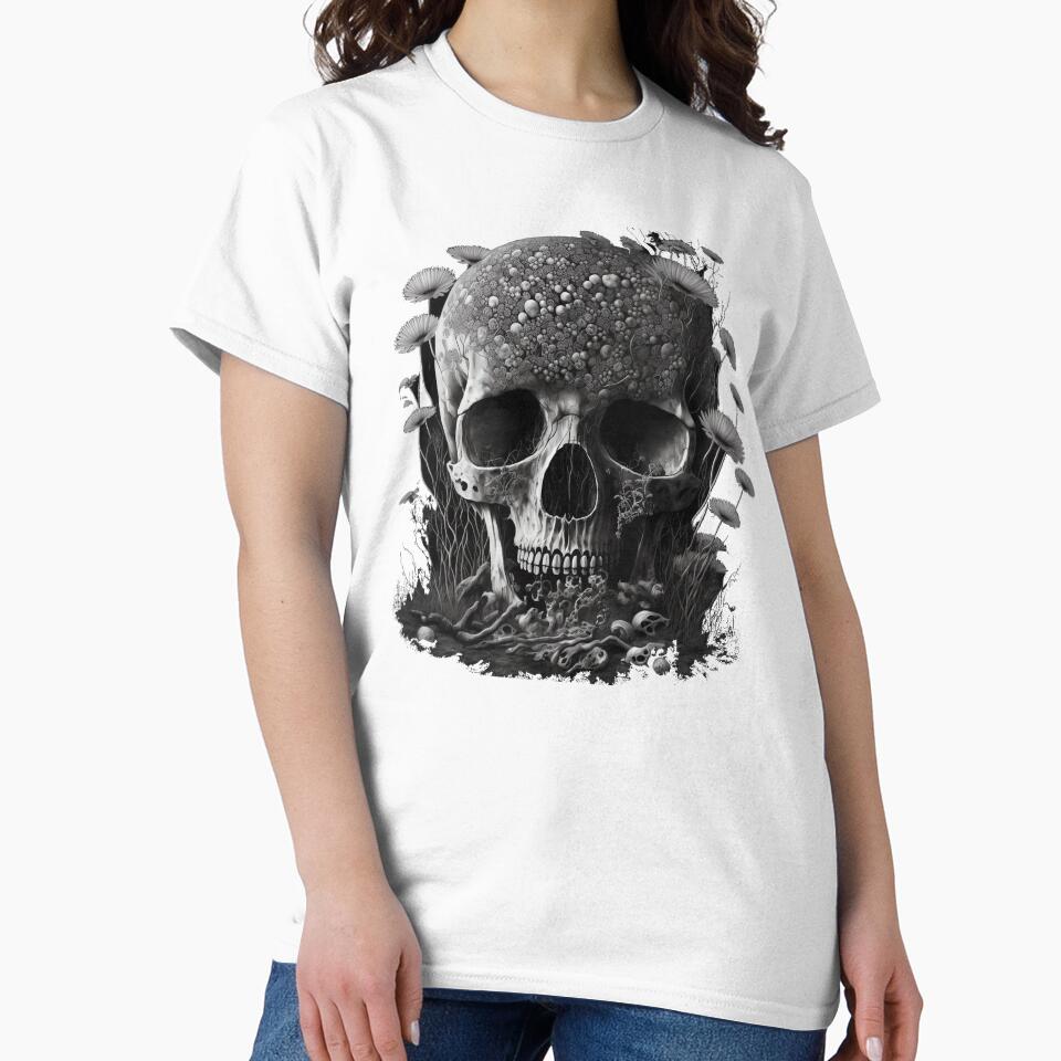 Creepy Skull with BloomingFlowers - Goth Wicca Occult by WILDEVIOLET