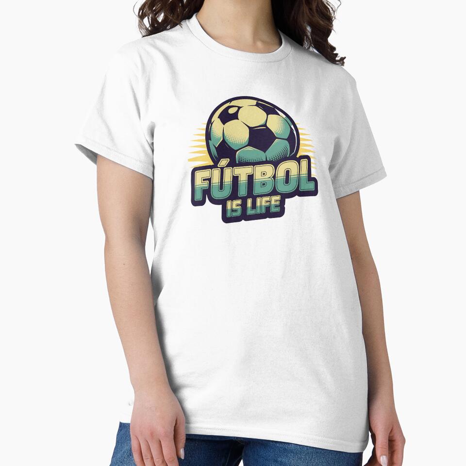 Fútbol is Life Soccer Ball Retro Style Sports Design by Very Good Tees