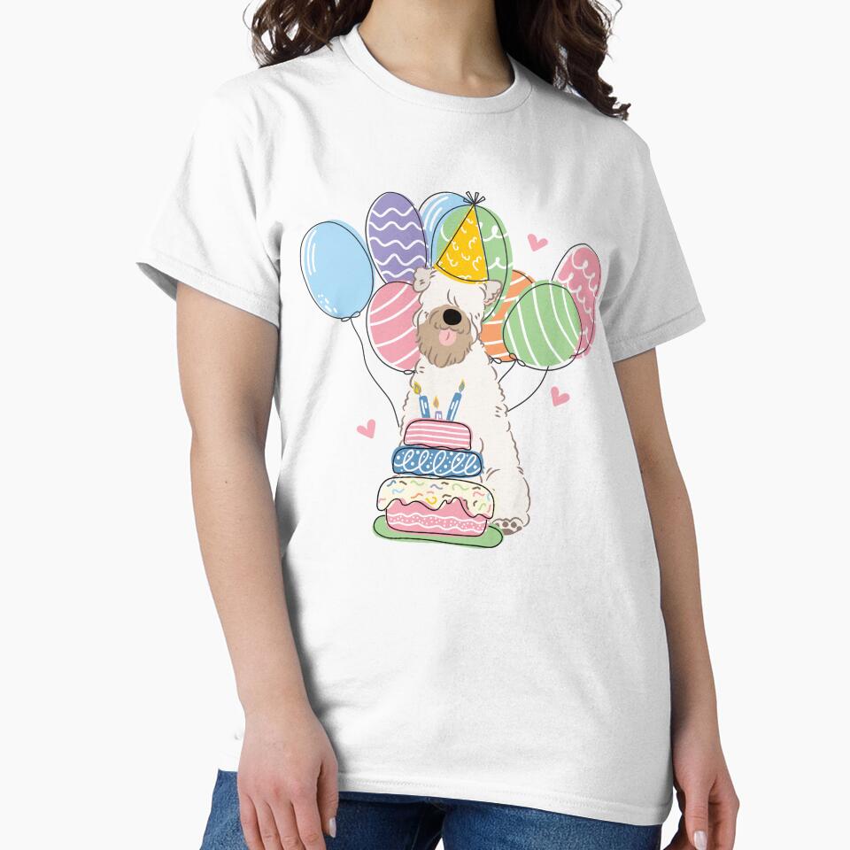 White Soft Coated Wheaten Terrier Dog Birthday Party by Lulupainting