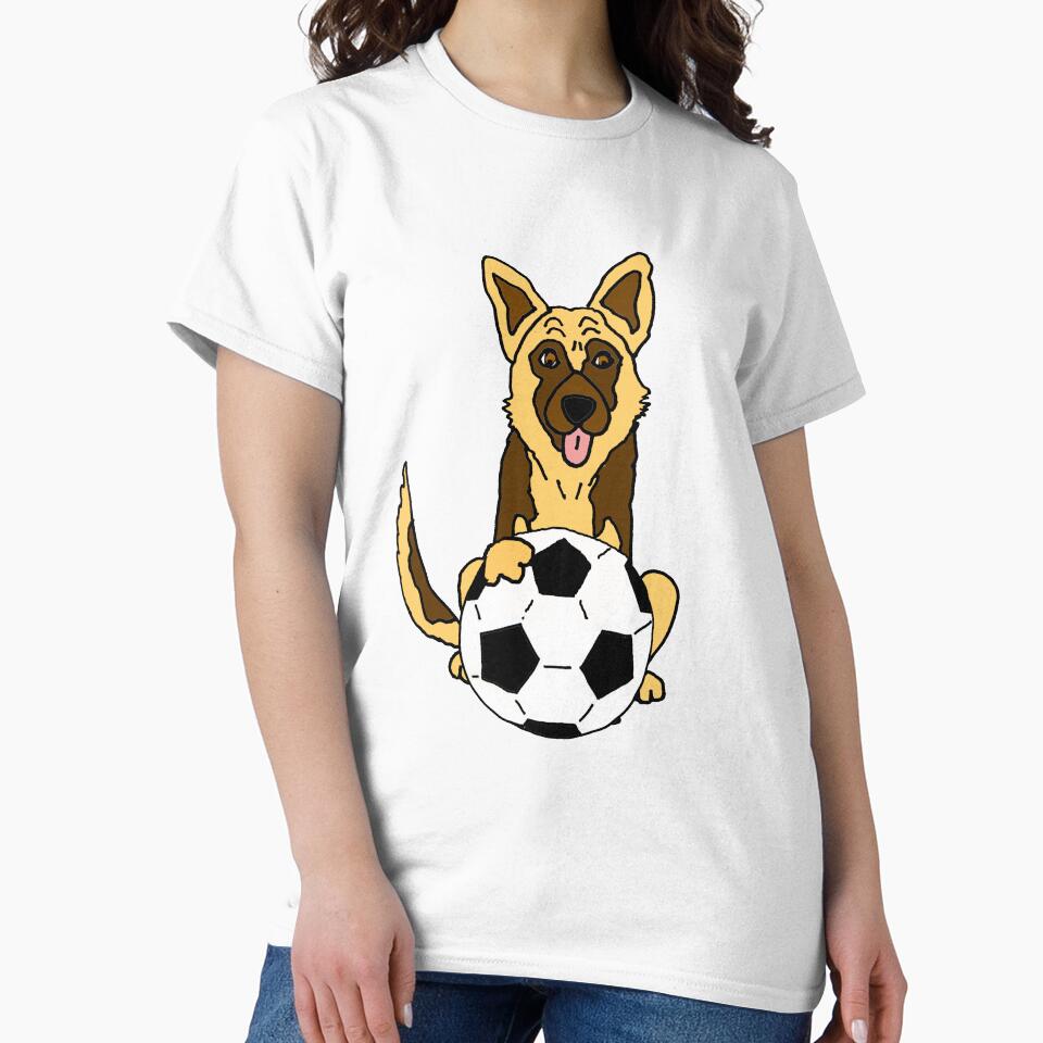 Funny Cool German Shepherd Dog Playing Football by Nature's Fancy