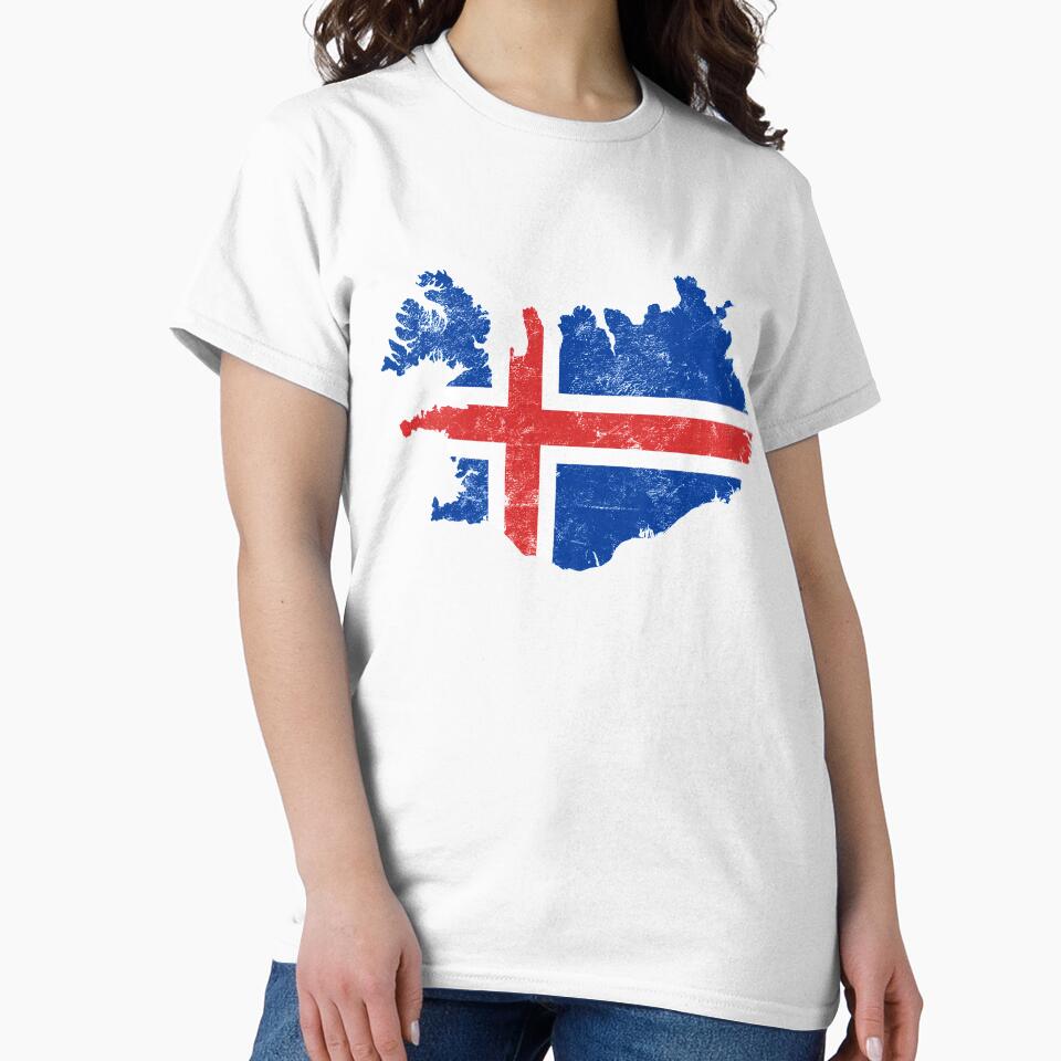 Iceland Flag Map tshirt distressed vintage by farhanhafeez