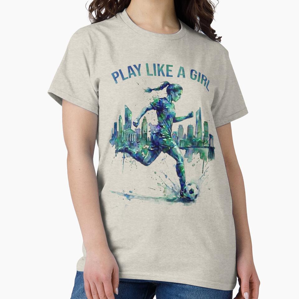 Play Like a Girl NYC Soccer Watercolor Art by laughingshirts