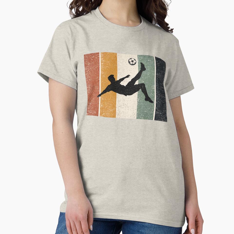 Vintage Soccer Bicycle Kick Retro Football Player Silhouette Graphic Shirt Design by InvictusVault