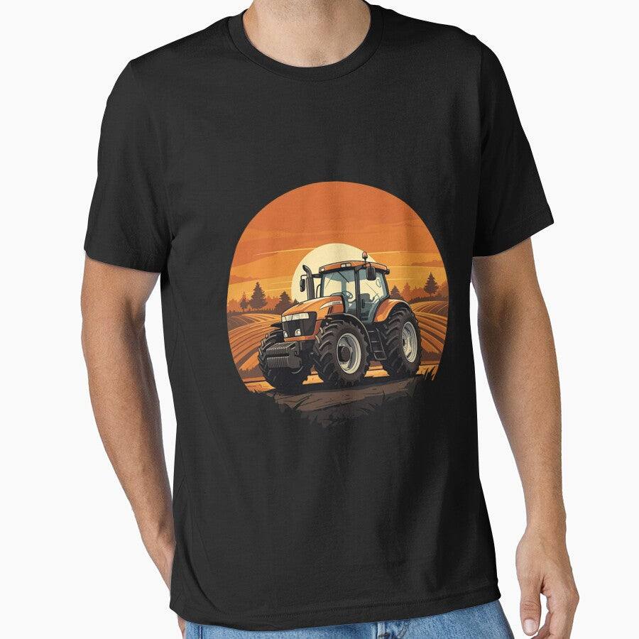 Farm field with tractor by GraphiQTees