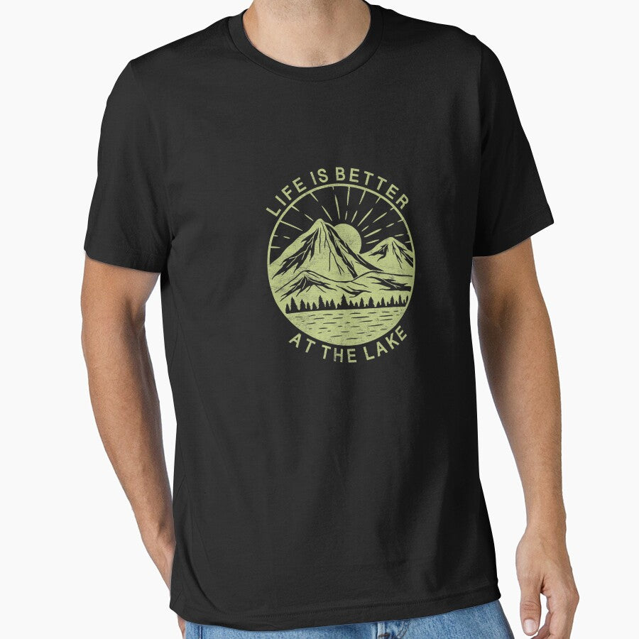 Life Is Better At The Lake Nature Mountains Trees Outdoor Premium by IsabellaUphaus