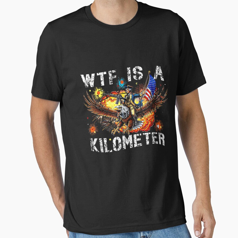 Retro Wtf Is A Kilometer Funny Patriotic American Freedom by MistiWilliams9