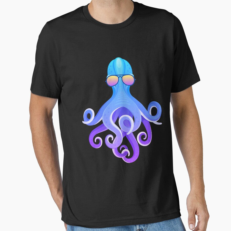 Gaint Octopus Wearing Sunglasses Premium T-Shirt by GrahamWalsh