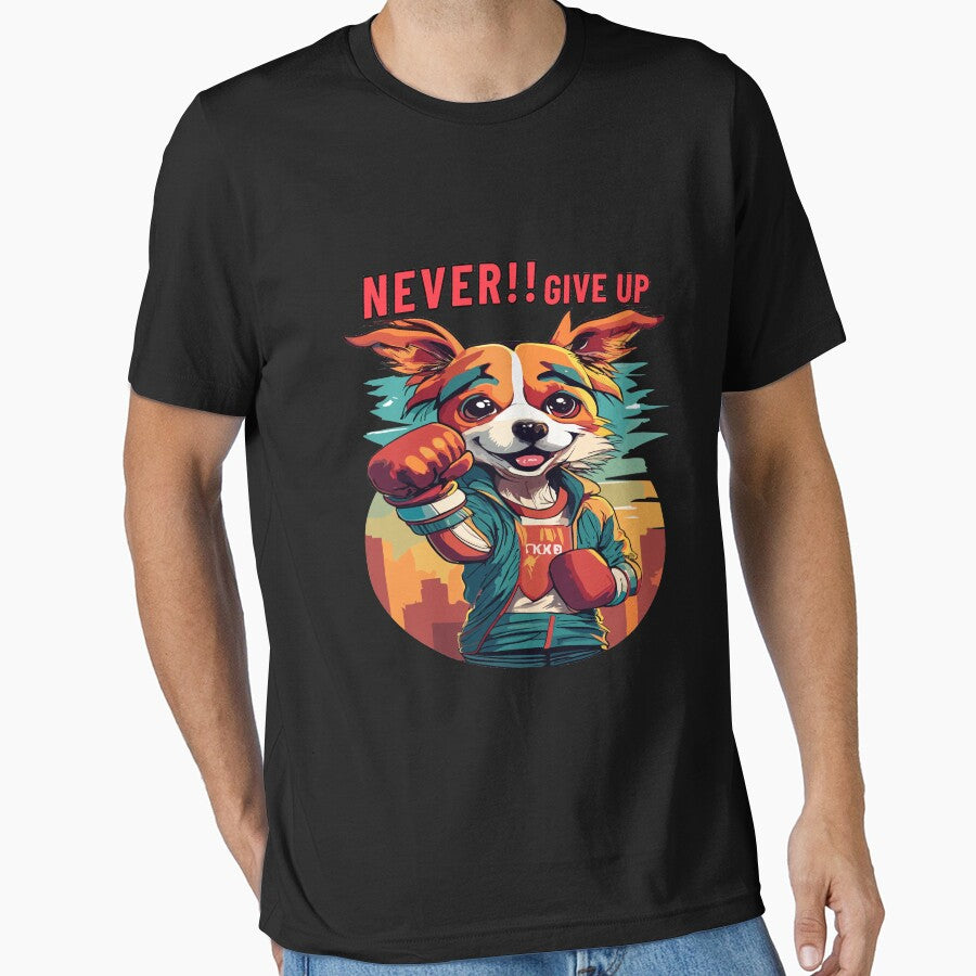 Never Give Up, Motivational Tee by aiartbay