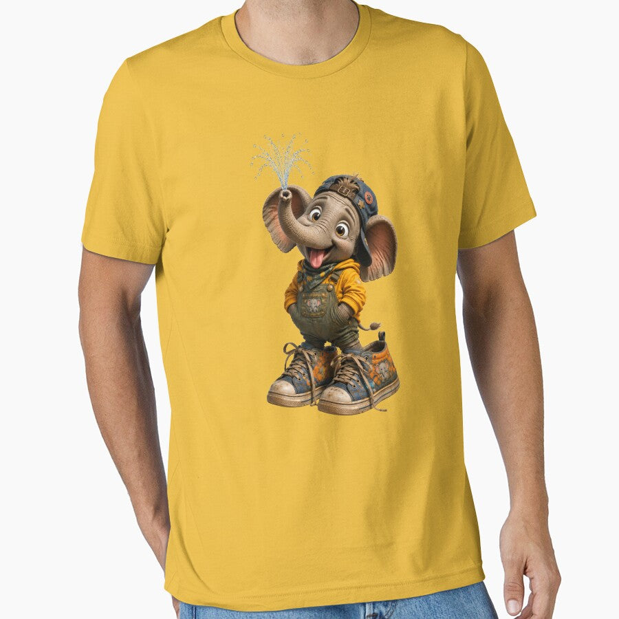 Goofy Elephant in Oversized Sneakers Funny Animal Cartoon Art by AnimalMarvels