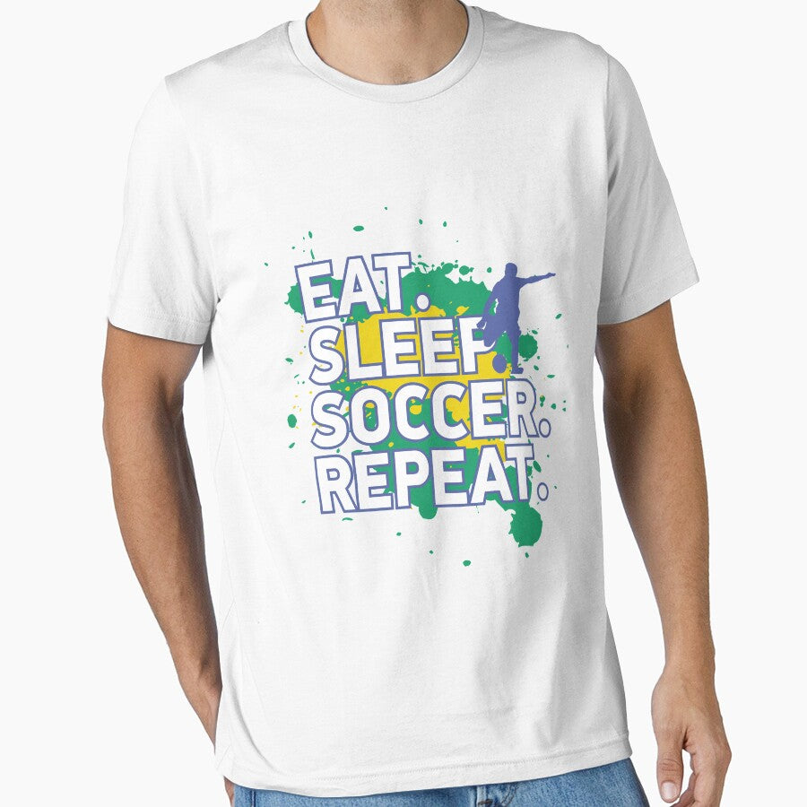 Eat Sleep Soccer Repeat Funny TShirt by Oles Bielienkyi