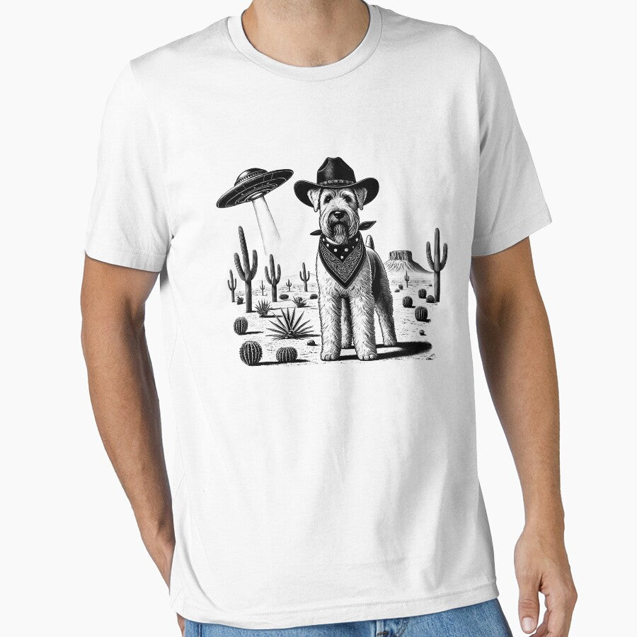 Vintage Retro Soft Coated Wheaten Terrier UFO Western Country Wild West Dog Mom Dad by Kimberley King Art  King Art