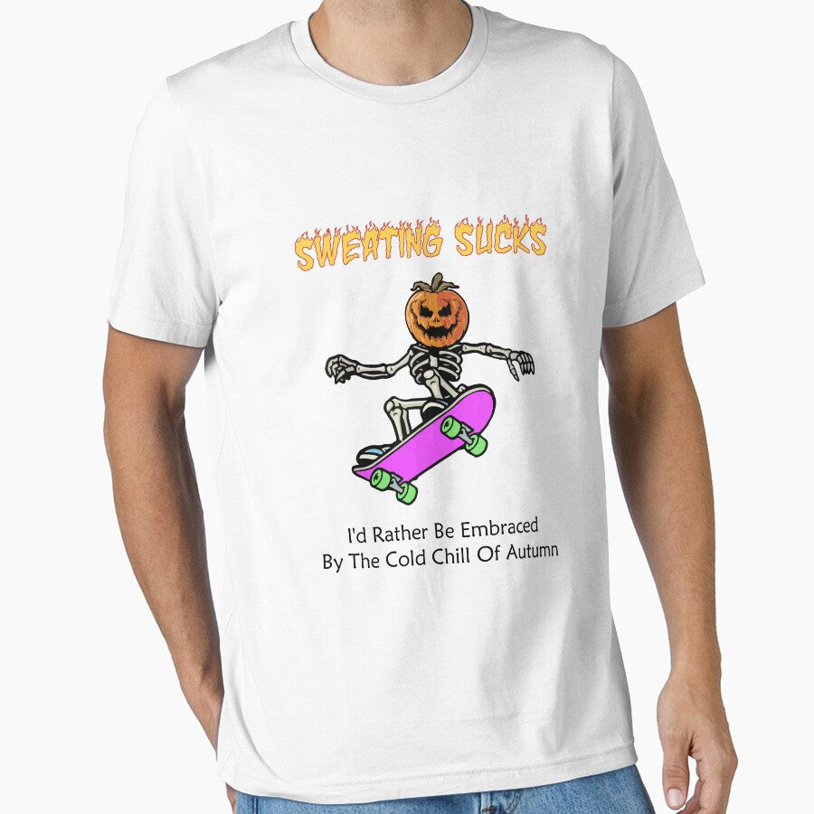 Sweating Sucks Skeleton Pumpkin Skateboard by JustBeCreative9