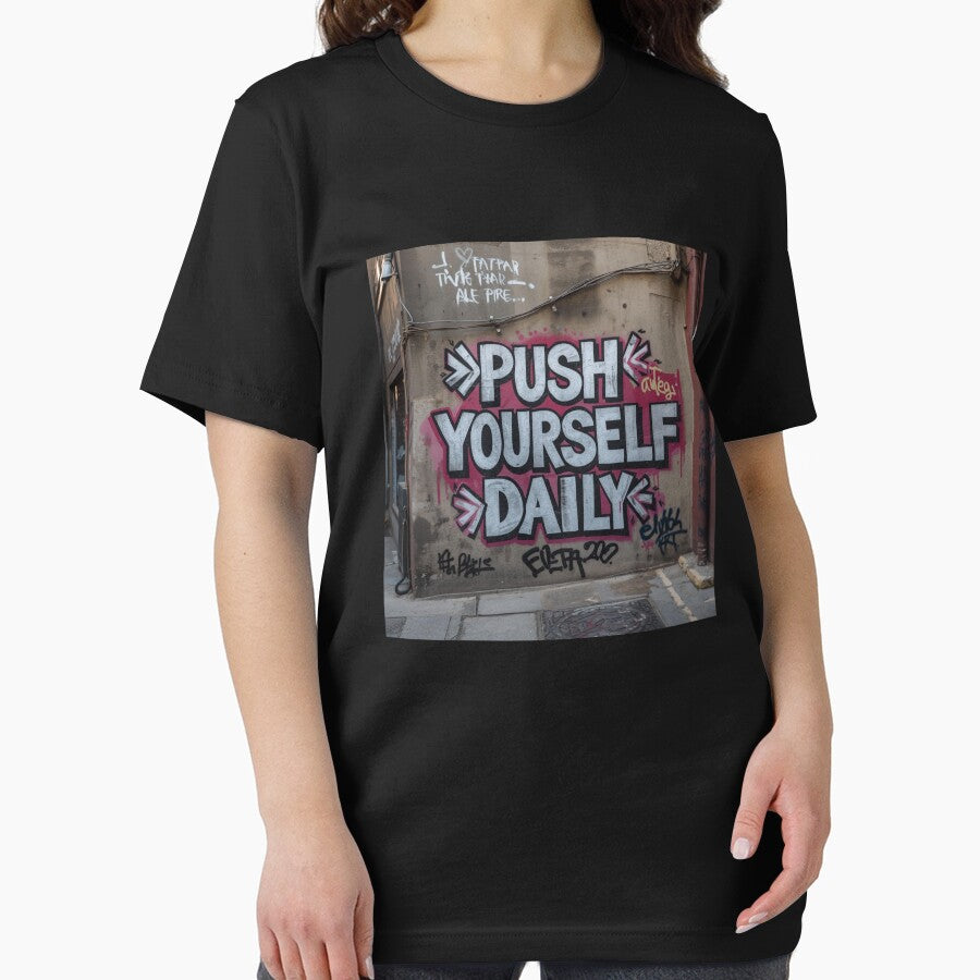 Push Yourself Daily – Gym Motivation Fitness Quote T-Shirt by rsuniquestyle
