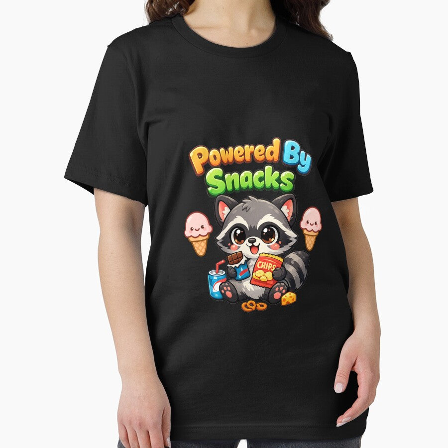 Powered by Snacks | Funny Food Humor T-Shirt by RALYSHOP