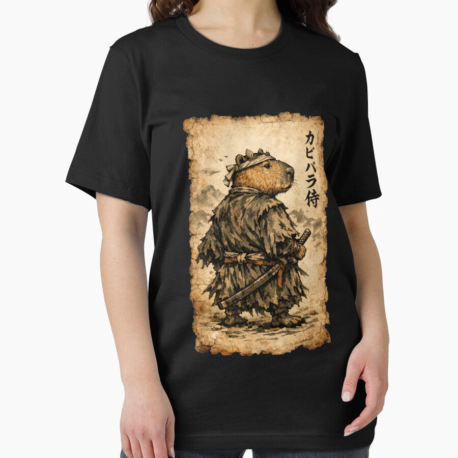 Retro Vintage Japanese ink art, samurai Capybara illustration by jolihanot