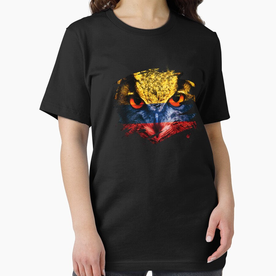 Colombia Flag and Menacing Owl by ockshirts