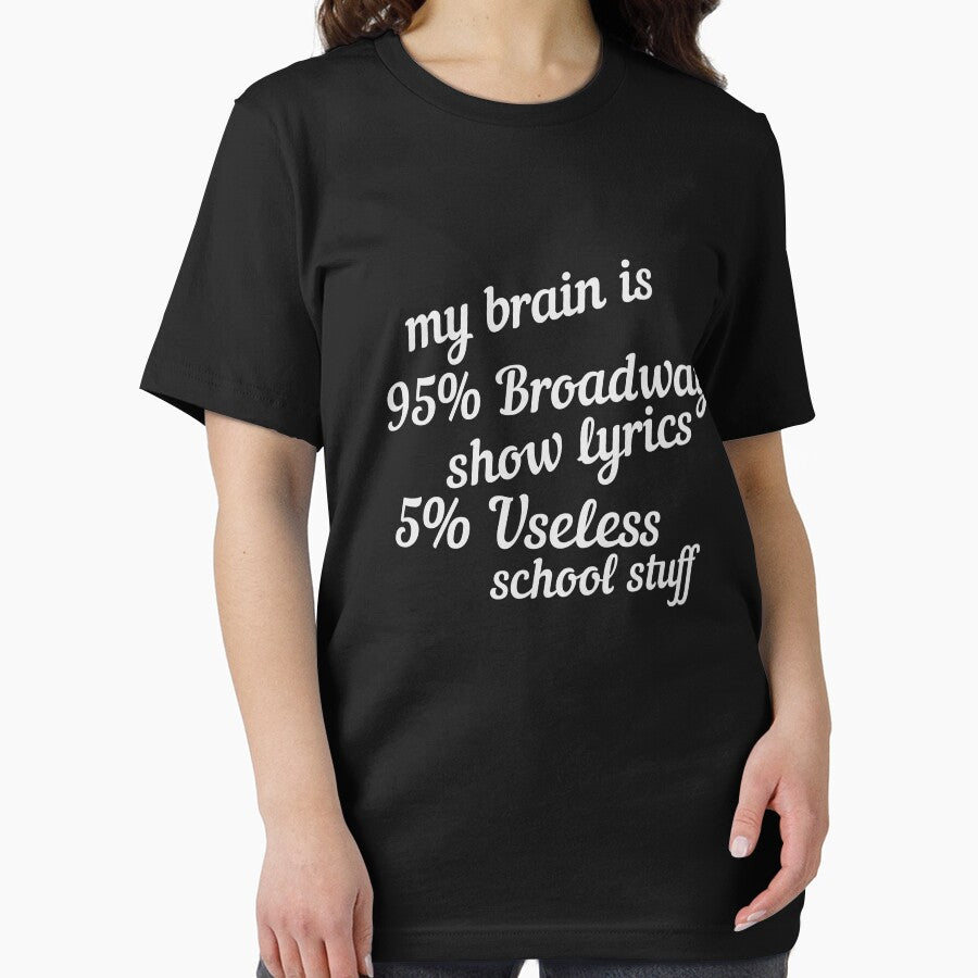 My Brain Is 95 Broadway Show Lyrics 5 Useless School Stuff Broadway Student Theater Lover Musical Unisex by Panda Branda