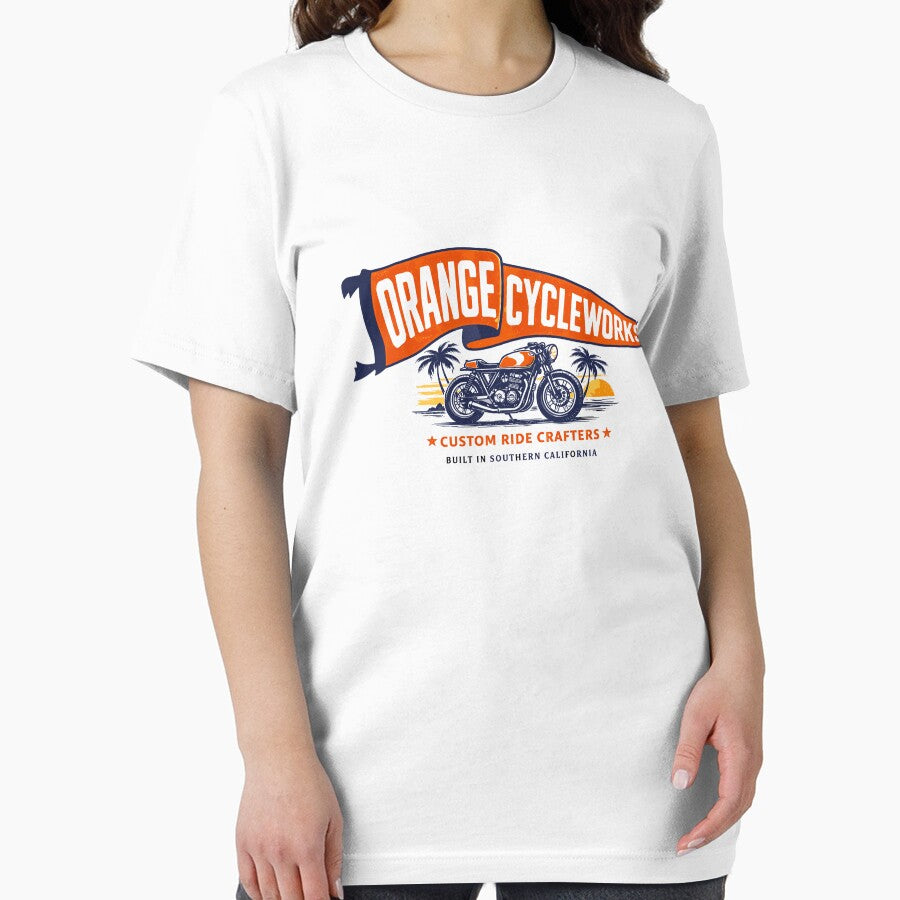 Orange Cycleworks Custom Motorcycle T-Shirt by Matinez Pink