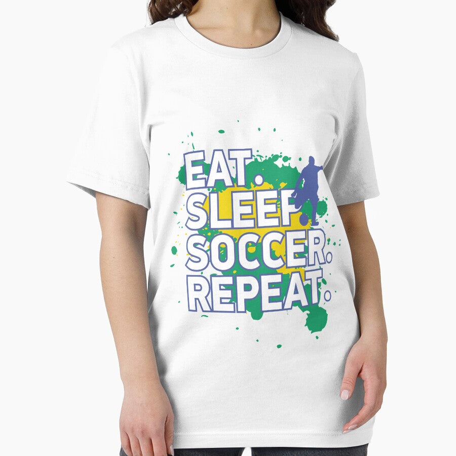Eat Sleep Soccer Repeat Funny TShirt by Oles Bielienkyi