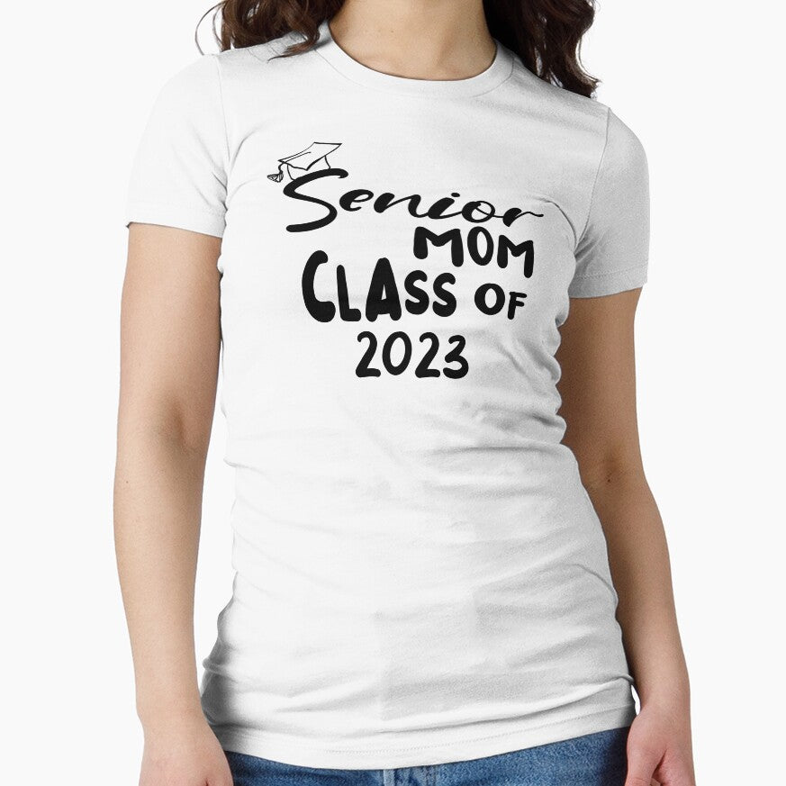 Women Senior Mom Class of 2023 Shirt Cute Heart Graphic Mom Shirt Graduation Tshirt Short Sleeve Tops by JVAZ21