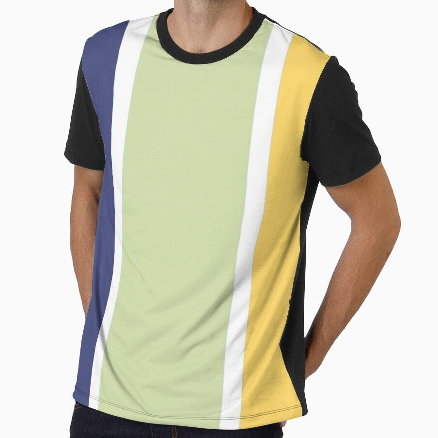 Vertical Striped Abstract Design in Blue, Green, and Yellow Tones by Beautiful art store